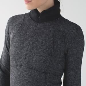 Lululemon Runderful 1/2 Zip Mini Check Pique Black Heathered Black Size 8
